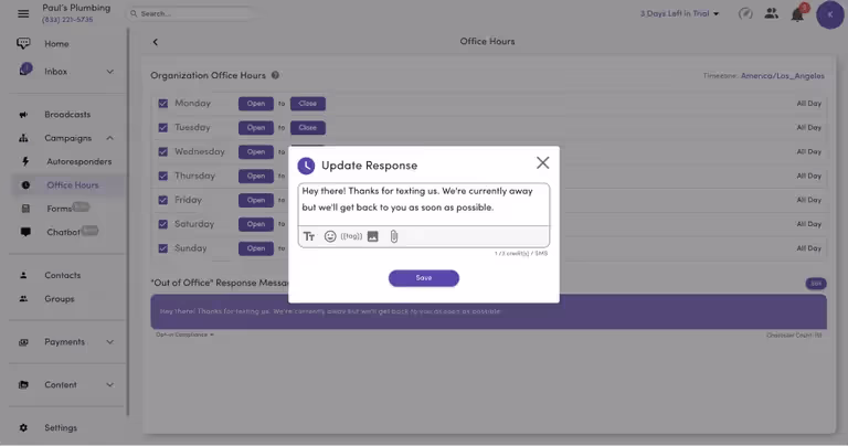 set out-of-office message