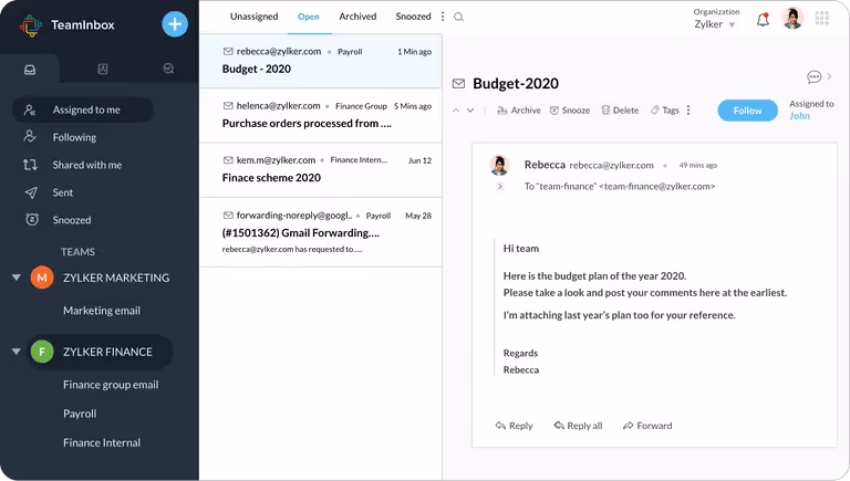 team inbox by zoho mail